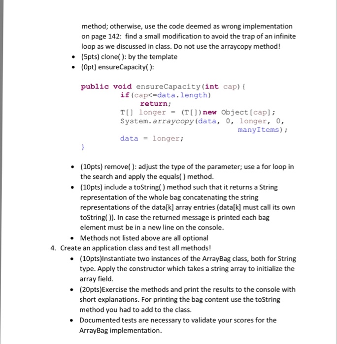 class with a type parameter T for the elements in the bag.