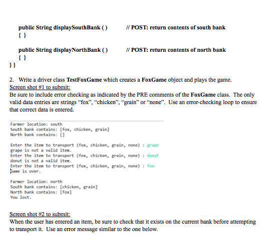 Java Collections API LinkedList collection is the game of Fox, Chicken, and