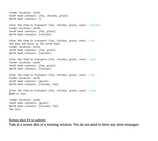 Grain. In this game there is farmer on the south bank of