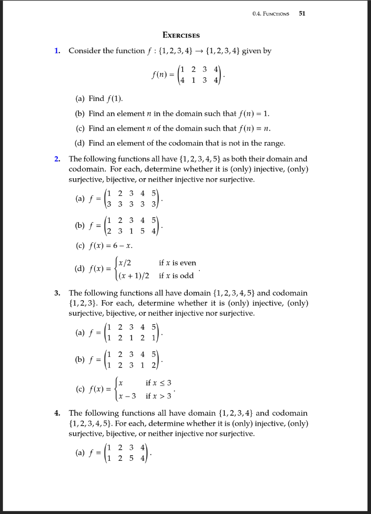 In Java 1. Consider the function f:{1,2,3,4}{1,2,3,4} given by f(n)=(14213344) (a) Find