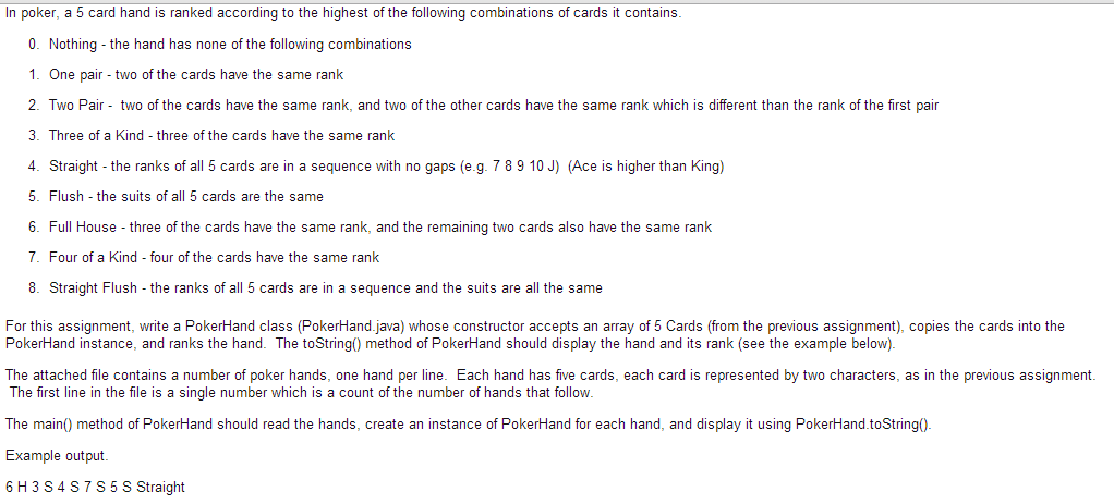 Please help. I am so confused. Code below. //card3.txt 11 6 H