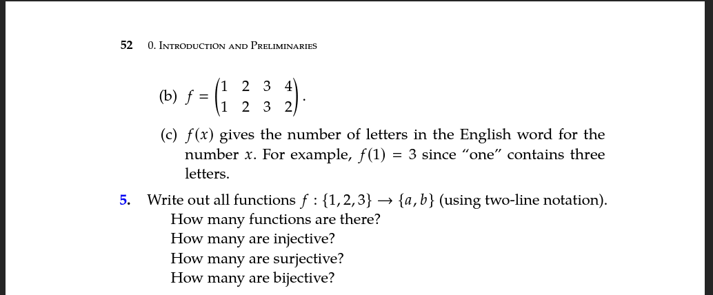 f(1). (b) Find an element n in the domain such that f(n)=1.