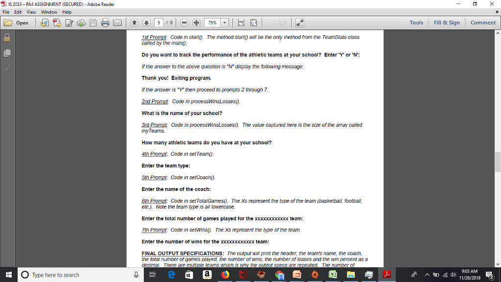 the main) of a program called 1java, code an aray that contains