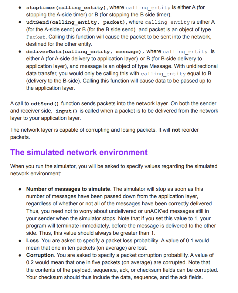 other files. All the changes must be done within sender.py, receiver.py, or