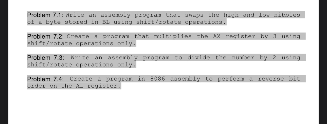  Plz solve all its a humbel request Problem 7.1: Write an