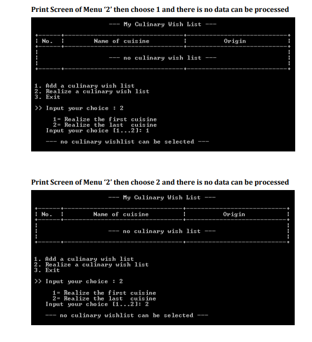 Kiki needs your help to create a cuisine wish list for her.