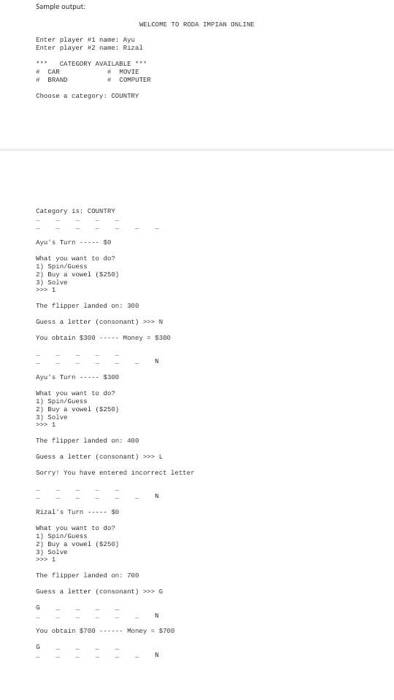  RODA IMPIAN Write a C program similar to Roda Impian game.