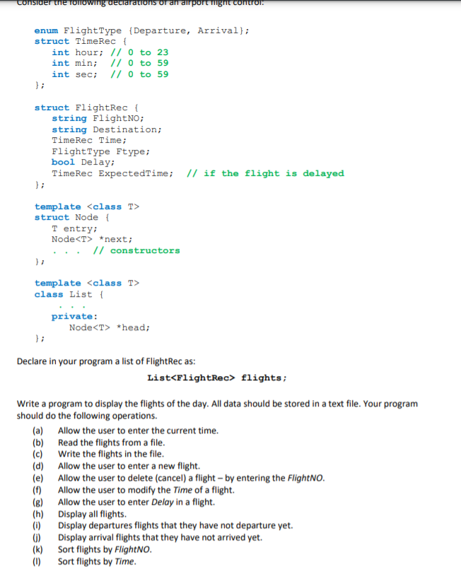 i want this solution in c++ (data structures) Consider the following declarations