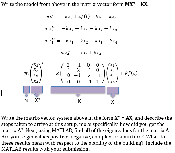  DFQ Class Write the model from above in the matrix-vector form