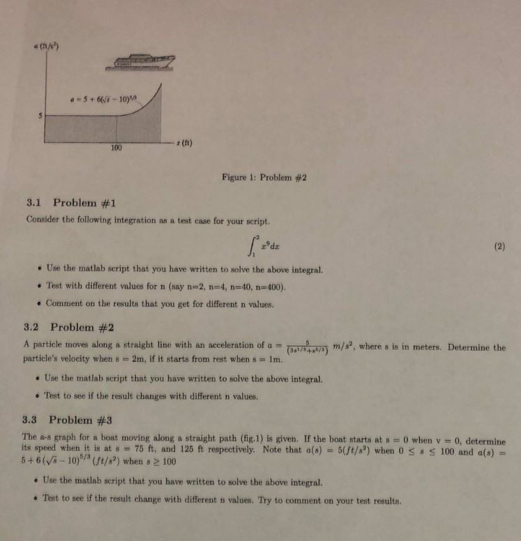 function numerically for the the user-defined n values (note: n is an