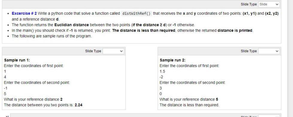  Slide Type Slide V Excercise #2 Write a python code that
