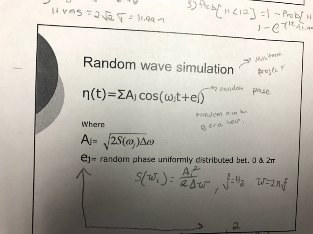 In Matlab, numerically simulate and plot the time series of random ocean