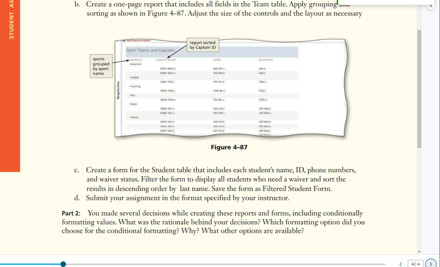  b. Create a one-page report that includes all fields in the