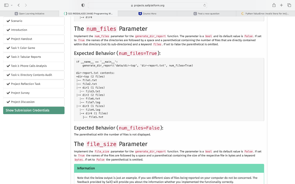 names of the directories are followed by a space and a parenthetical