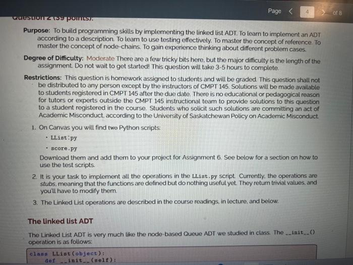  Purpose: To build programming skills by implementing the linked list ADT.