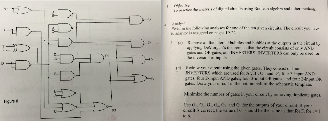  Objective To practice the analysis of digital circuits using Boolean algebra