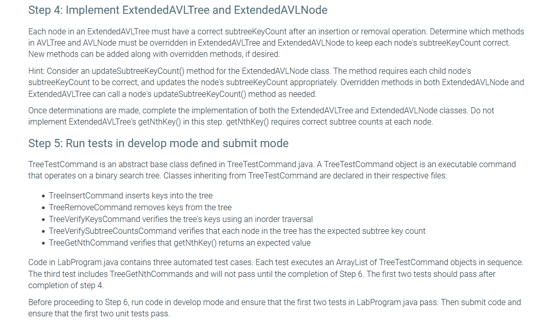be overridden in ExtendedAVLTree and ExtendedAVLNode to keep each node's subtreeKeyCount correct.