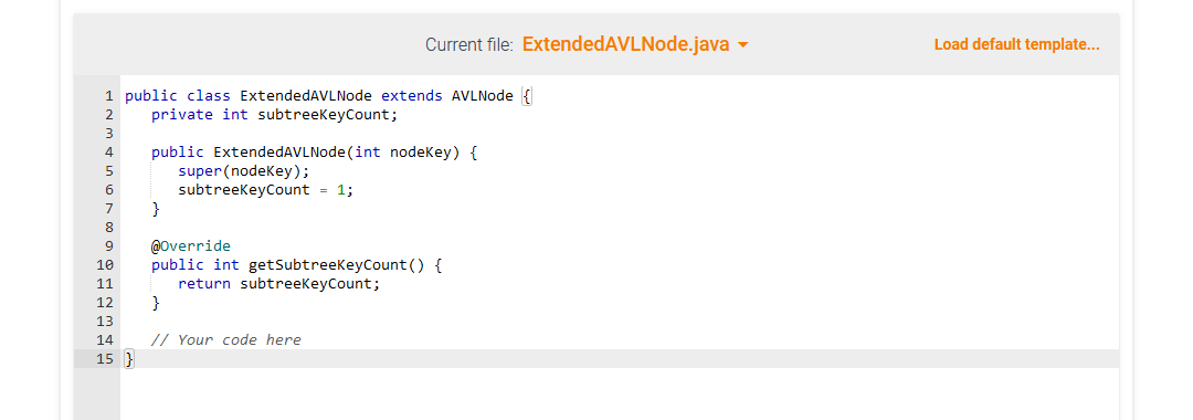 Consider an updateSubtreeKeyCount() method for the ExtendedAVLNode class. The method requires each