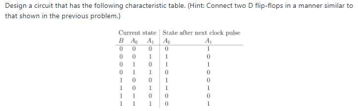  below is the previous problem done. Design a circuit that has