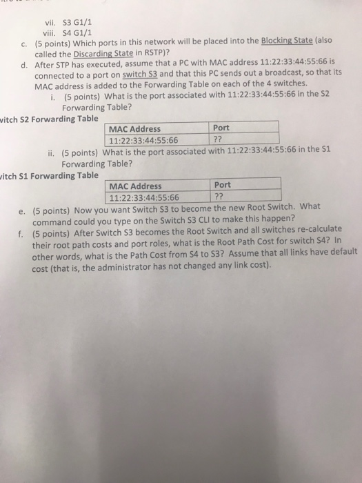 is connected to devices with MAC addresses A to H. 1. Port