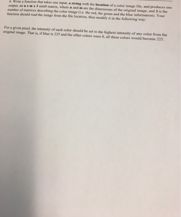  MATLAB question 6, function that takes one input, a string with