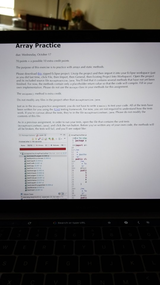  iena Array Practice due: Wednesday, October 17 70 points + a