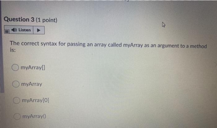 of: myArray (myArray[1] myArray [on? OD 10 KD 12 -5 Question 2