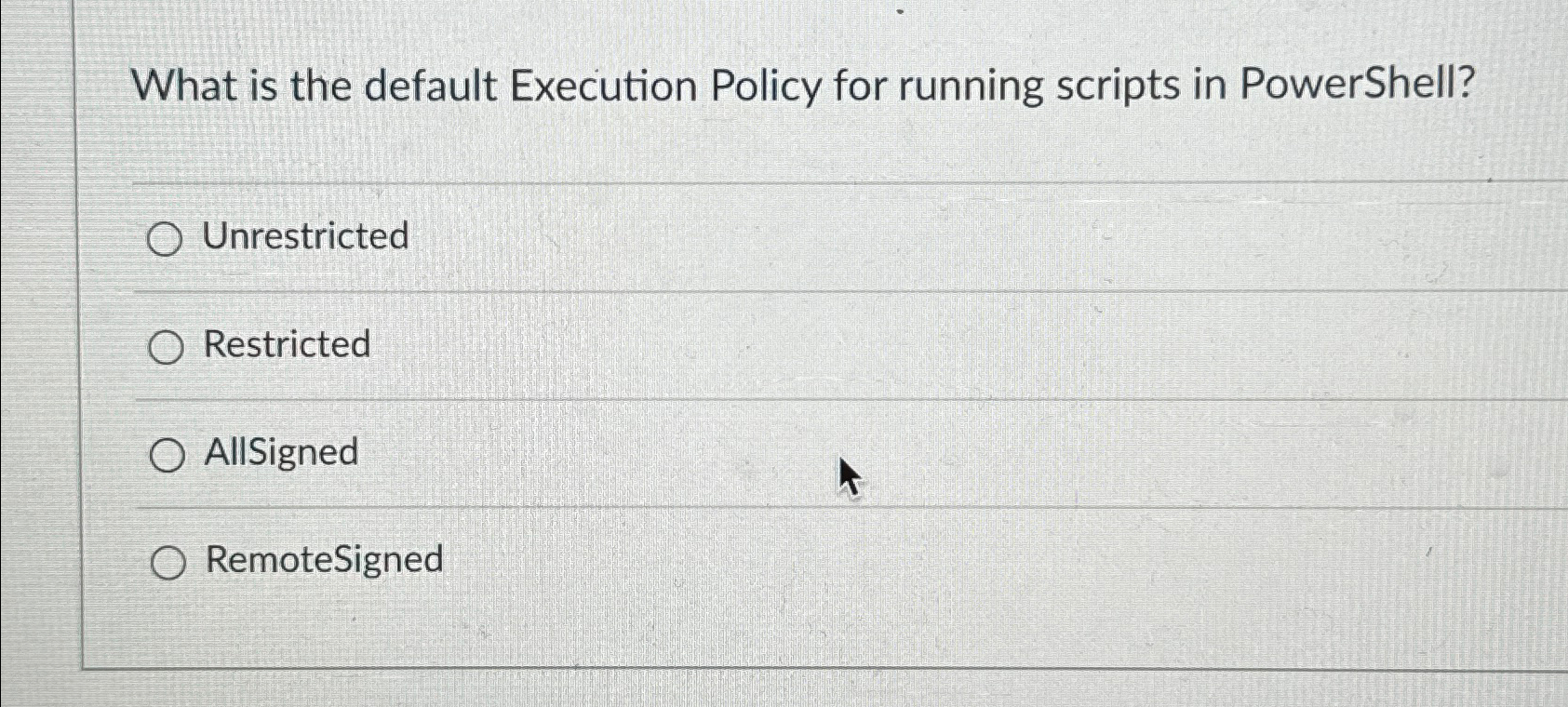  What is the default Execution Policy for running scripts in PowerShell?