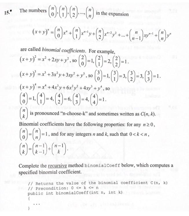 Please write the code in Java 15." The numbers in the expansion
