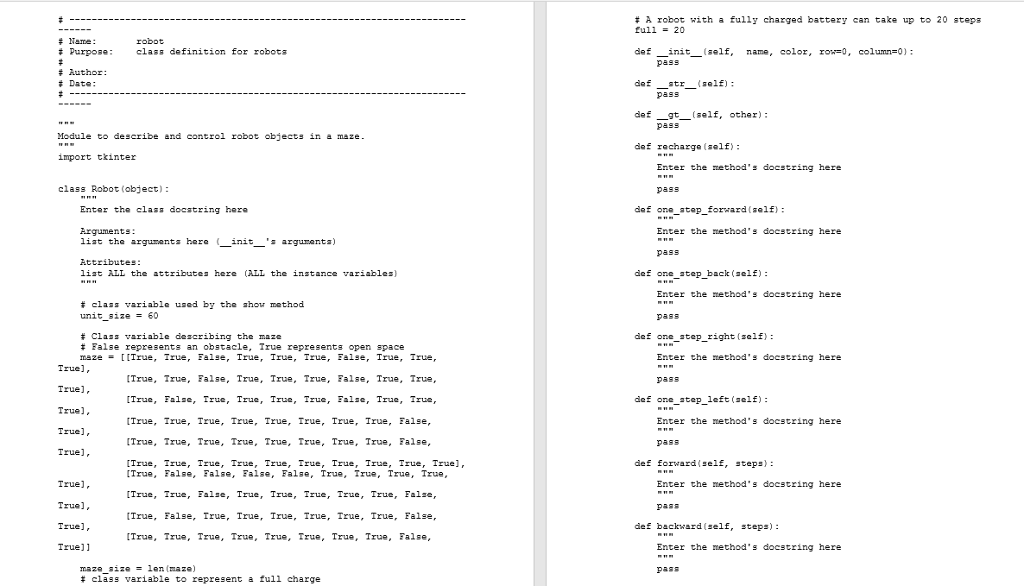 (PYTHON3) PLEASE FOLLOW TEMPLATE PROVIDED Your task is to implement Python classes