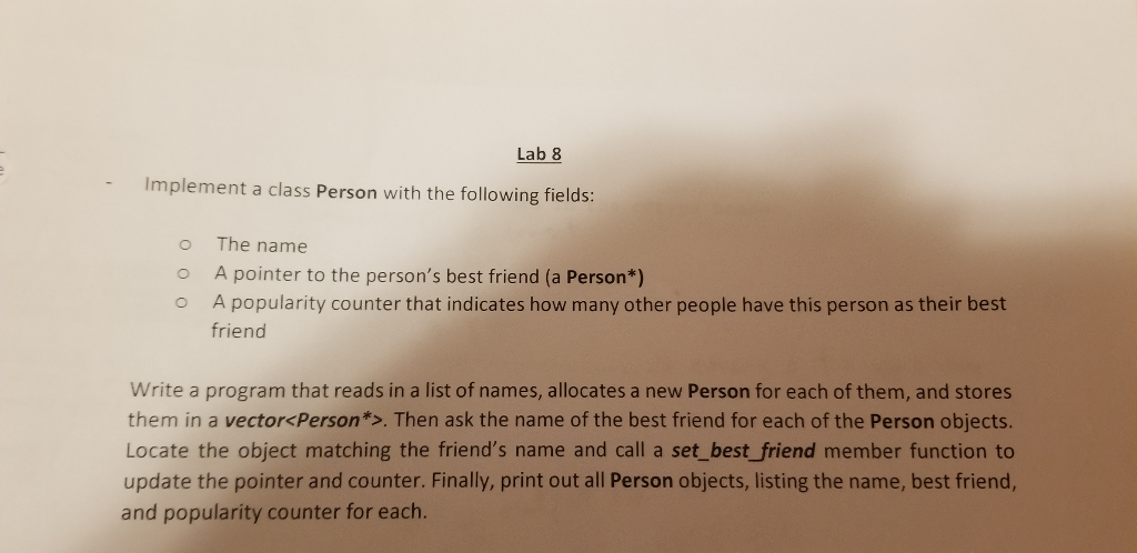 Can someone please write the C++ code for this? thanks. Lab 8