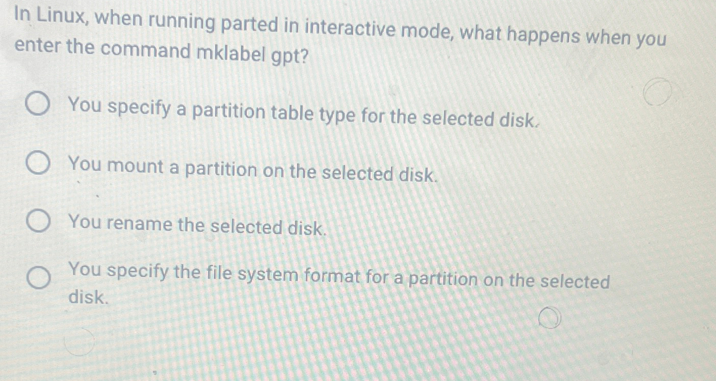  In Linux, when running parted in interactive mode, what happens when