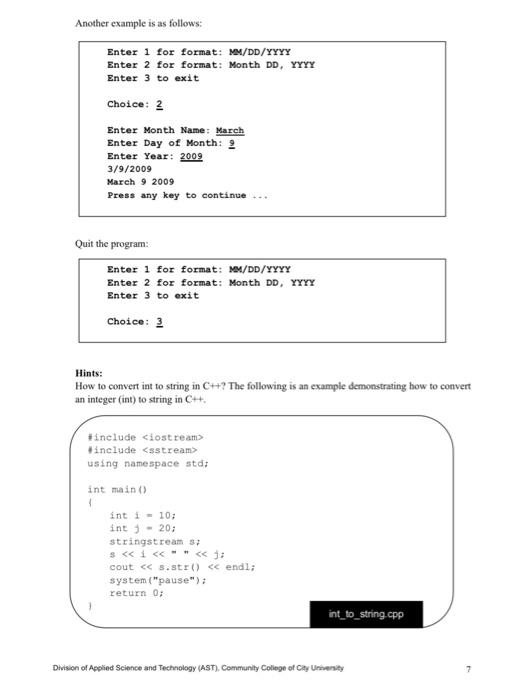 cout > day; cout > year; date.setYear(year); date.setMonth(month); date.setDay(day); break; case 2: