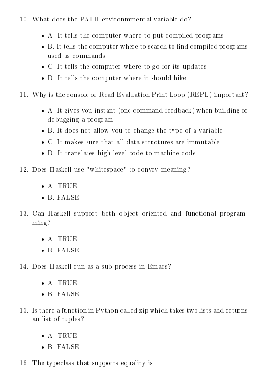  10. What does the PATH environmment al variable do? A. It