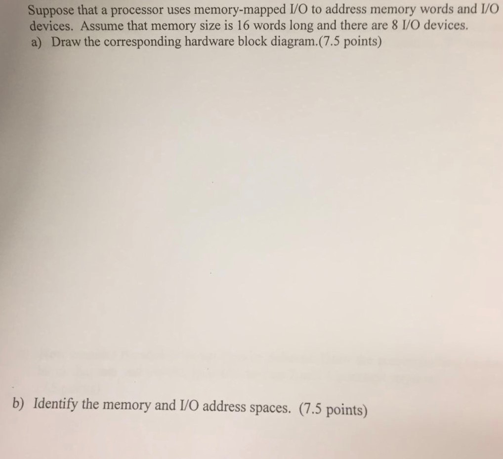 Suppose that a processor uses memory-mapped I/O to address memory words
