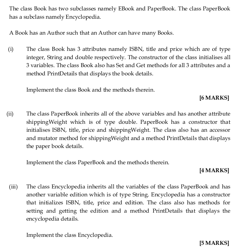  You should write the codes in Java and please upload the