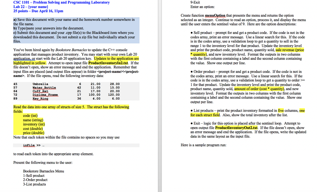  CSC 1101- Problem Solving and Programming Laboratory Lab 22- Iyour name]