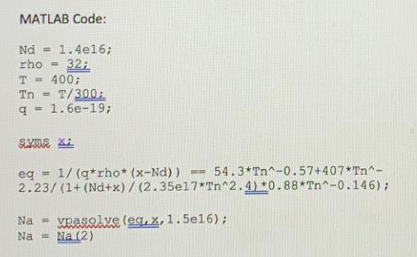  convert Matlab code to python. MATLAB Code: Nd = 1.4e16; rho