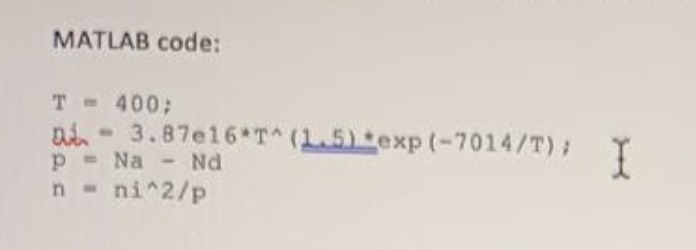 = 32; T = 400; Tn = T/300; q = 1.6e-19; Symus
