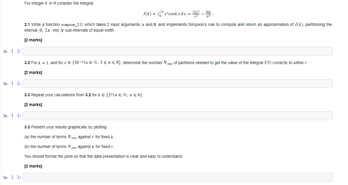  For integer k = 0 consider the integral I(K) = 13"