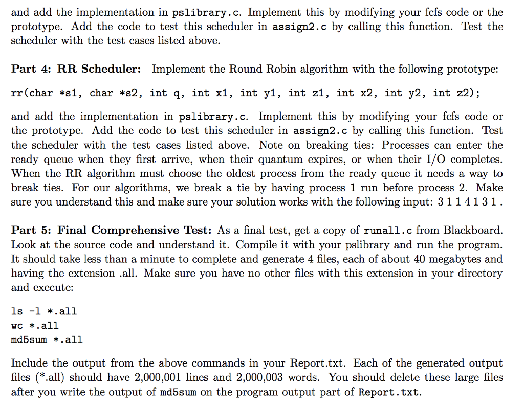 parameters of two (2) processes for their CPU and IO bursts. Each