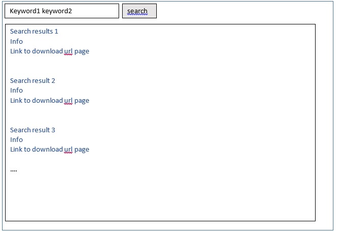 Implement a simple search engine that uses a Meta file, which contains
