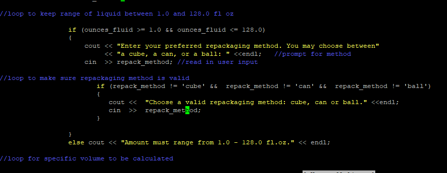 repackage their liquid product by calculating the size of the item in