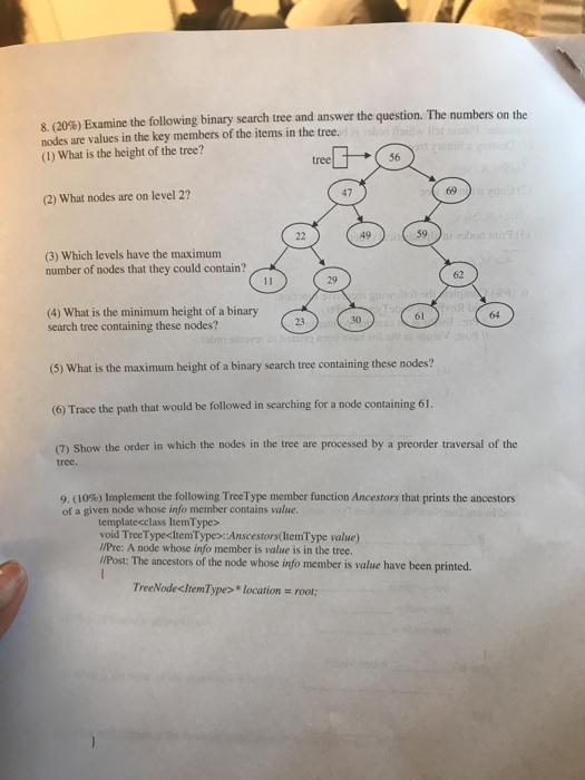  Examine the following binary search tree and answer the question. The
