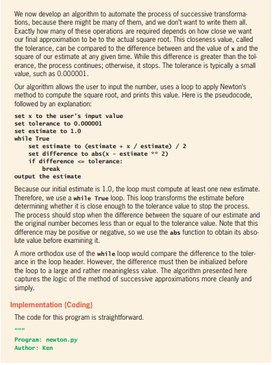 a function named newton. This function expects the input number as an