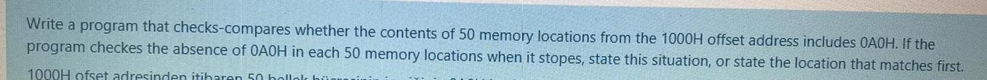With assembly Write a program that checks-compares whether the contents of 50