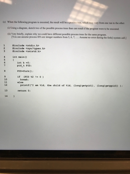  (c) When the following program is executed, the result will be