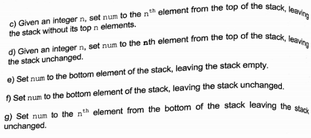 Use the operations push, pop, top, and isEmpty to construct pseudocode operations