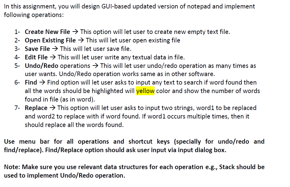  This task is from data structures, Please do it in java