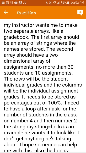 also bring in and adjust the code from the previous assignment in